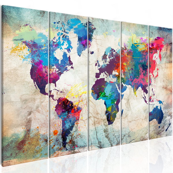 Stampa artistica su tela 'World Map: Cracked Wall'
