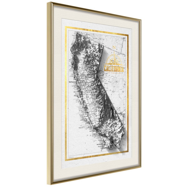 Poster 'Raised Relief Map: California'