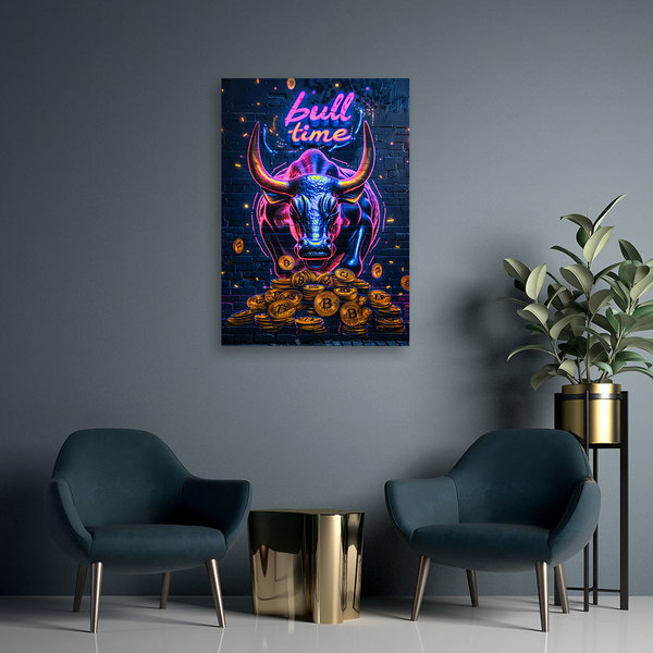 Kunstdruck auf Leinwand 'Crypto Bull Time'