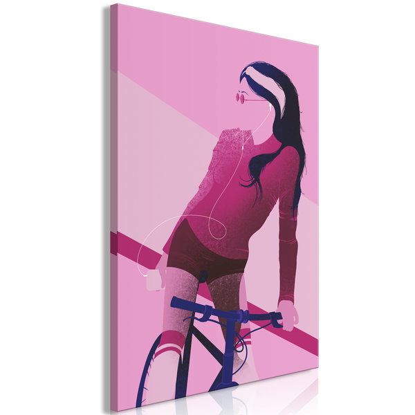 Kunstdruk op canvas 'Woman on Bicycle Vertical'