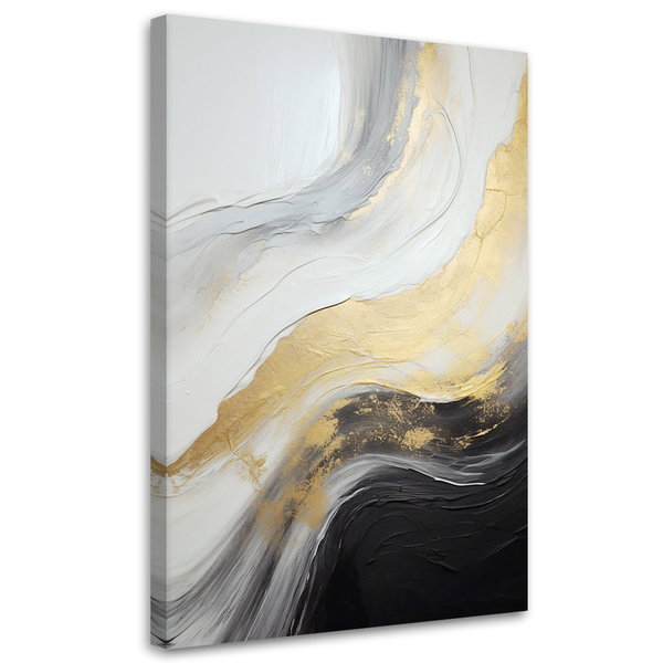 Kunstdruck auf Leinwand 'Golden Waves on Monochrome 5'