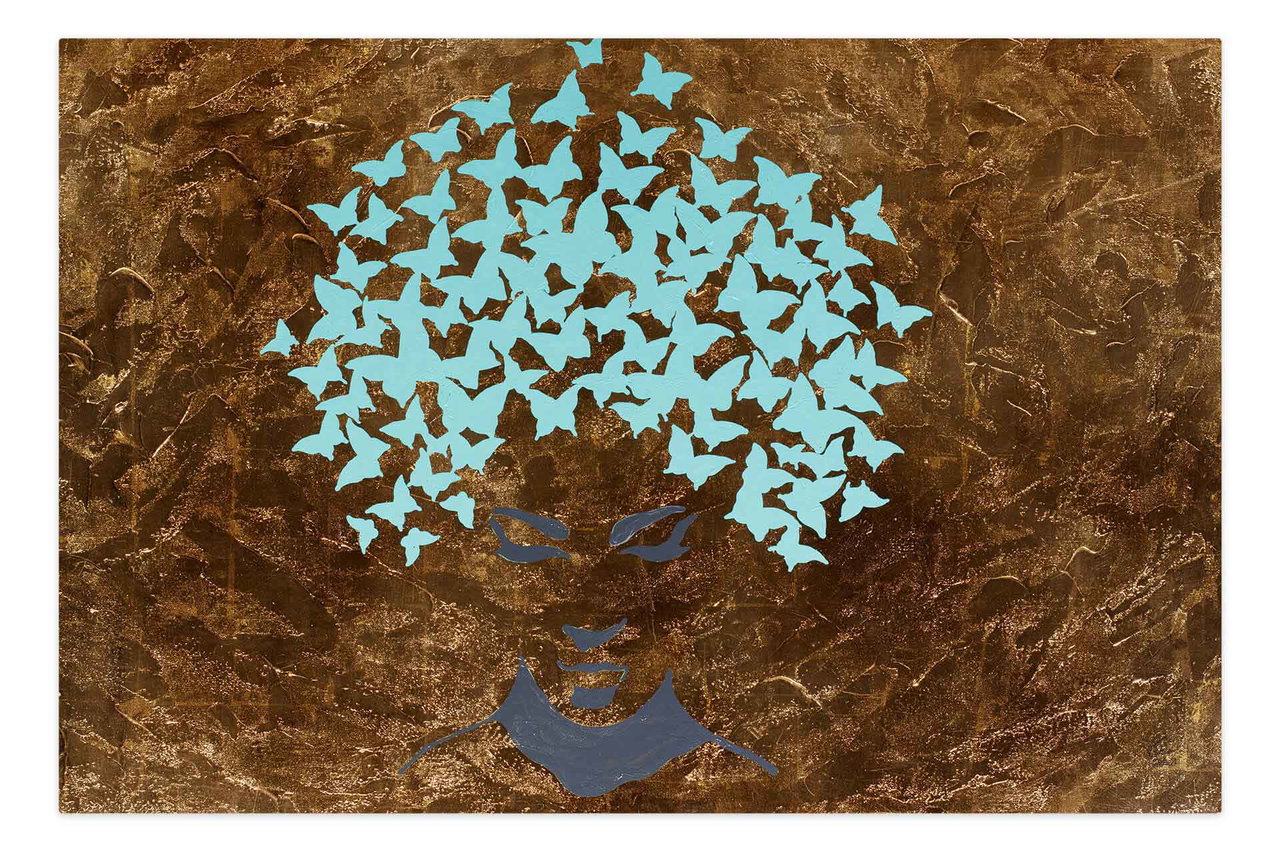Olieverf schilderijen 'Butterflies in my head' | Handgeschilderd unicum 180x120cm komt in de ruimte goed tot zijn recht.