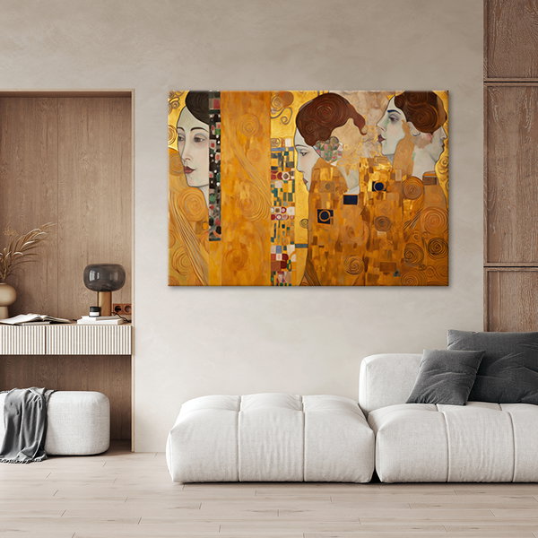 Kunstdruck auf Leinwand 'Klimt's Golden Visions'