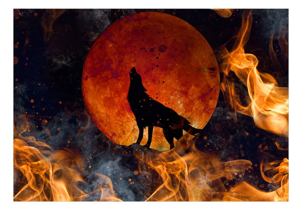 Selbstklebende Tapete 'Wolf on Fire'