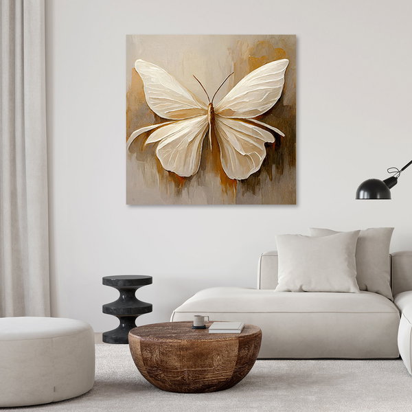 Kunstdruck auf Leinwand 'Whispers of Butterfly Ivory'