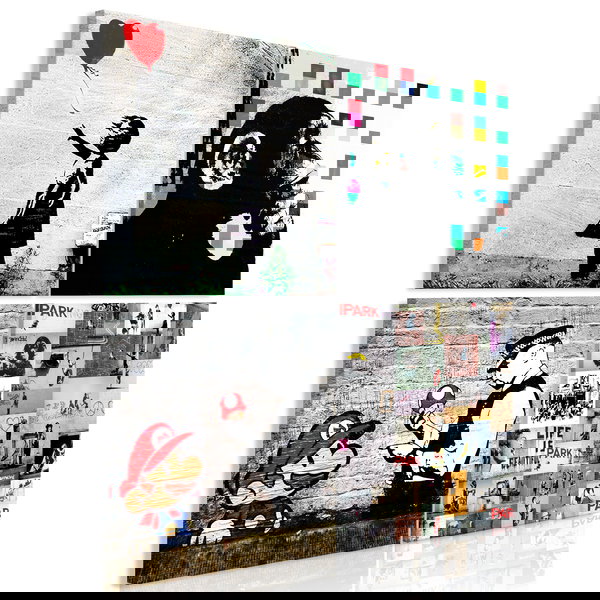 Art print on canvas 'Banksy Collage (4 Parts)'