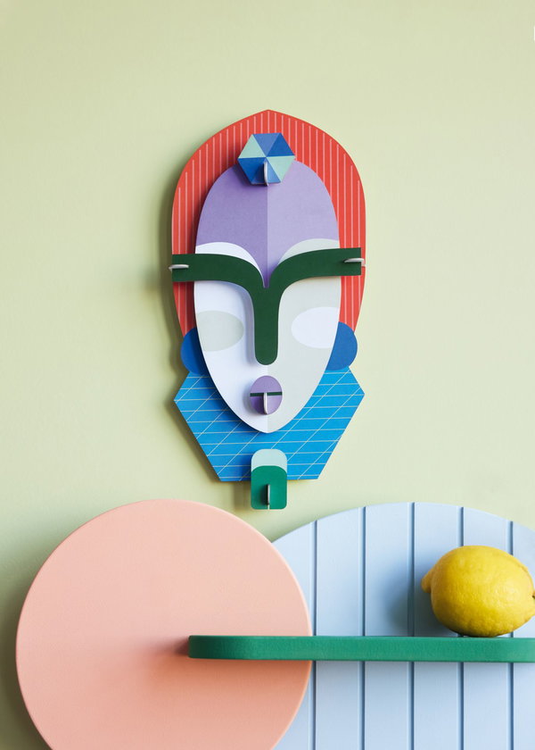Wanddeko Papier 'Moderne Stammesmaske'