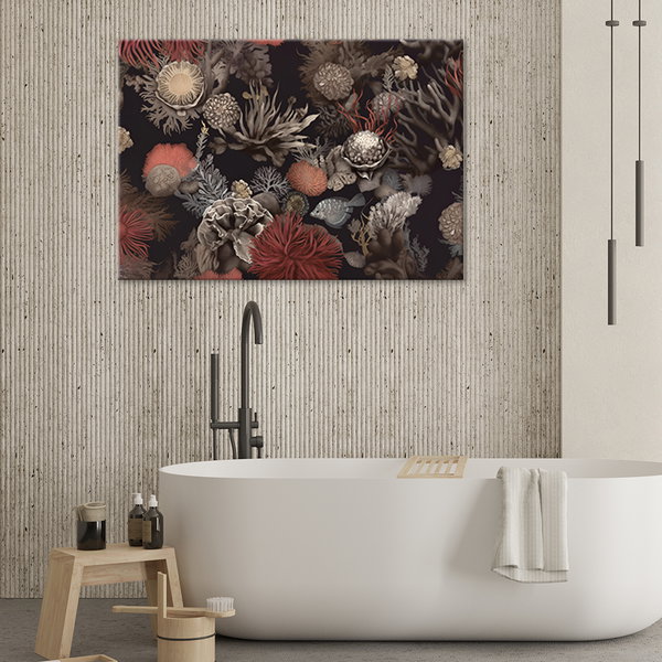 Kunstdruck auf Leinwand 'Corals in Black 4'