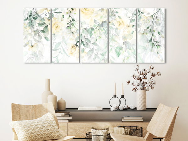 Stampa artistica su tela 'Waterfall of Roses (5 Parts) Narrow - Second Variant'