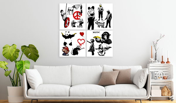 Kunstdruck auf Leinwand 'Banksy World (4-teilig)'
