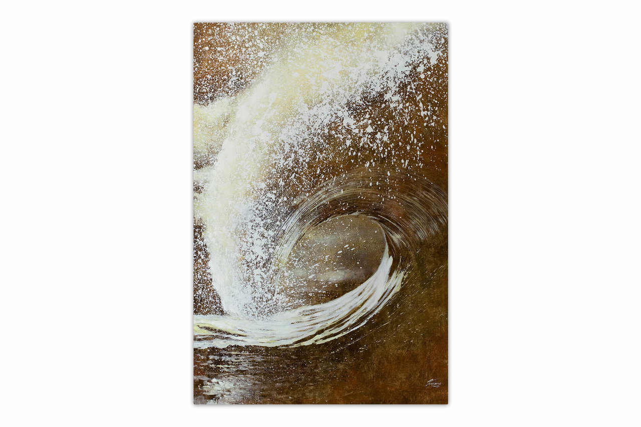 Schilderij 'Gold Sea' | Handgeschilderd unicum 180x120cm komt in de ruimte goed tot zijn recht.