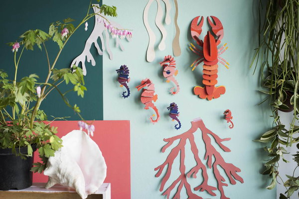 Wanddeko Papier 'Seepferdchen-Set'