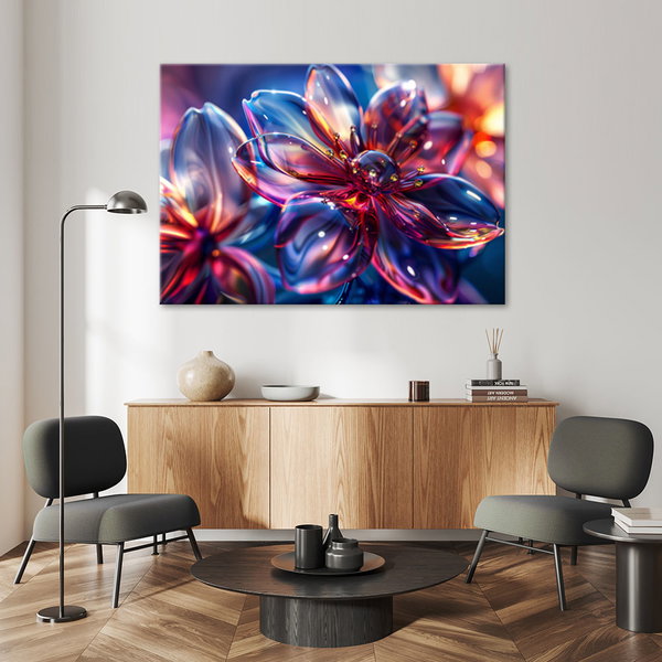 Kunstdruck auf Leinwand 'Neon Prism Blossoms 4'