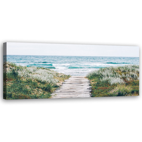 Kunstdruck auf Leinwand 'Beach with Coastal Grasses 2'