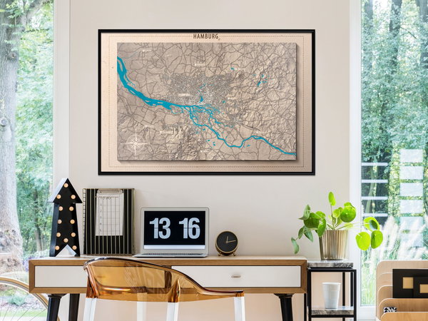 Poster 'Raised Relief Map: Hamburg'