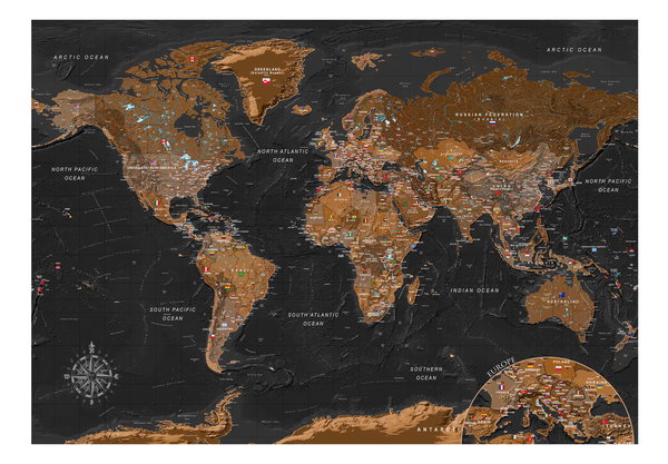 Selbstklebende Tapete 'World: Stylish Map'