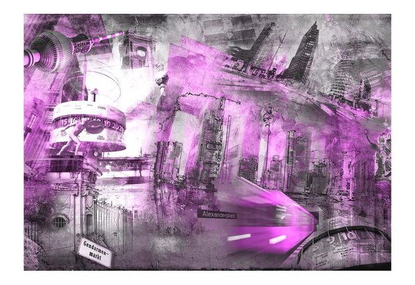 Carta da parati 'Berlin - Collage (lilac)'