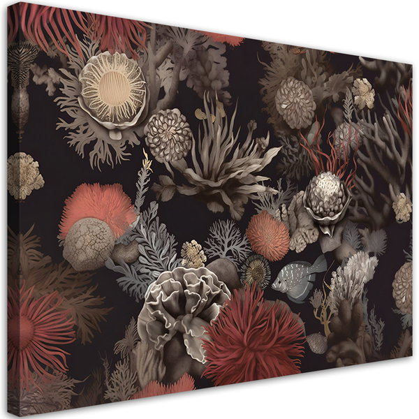 Kunstdruck auf Leinwand 'Corals in Black 4'