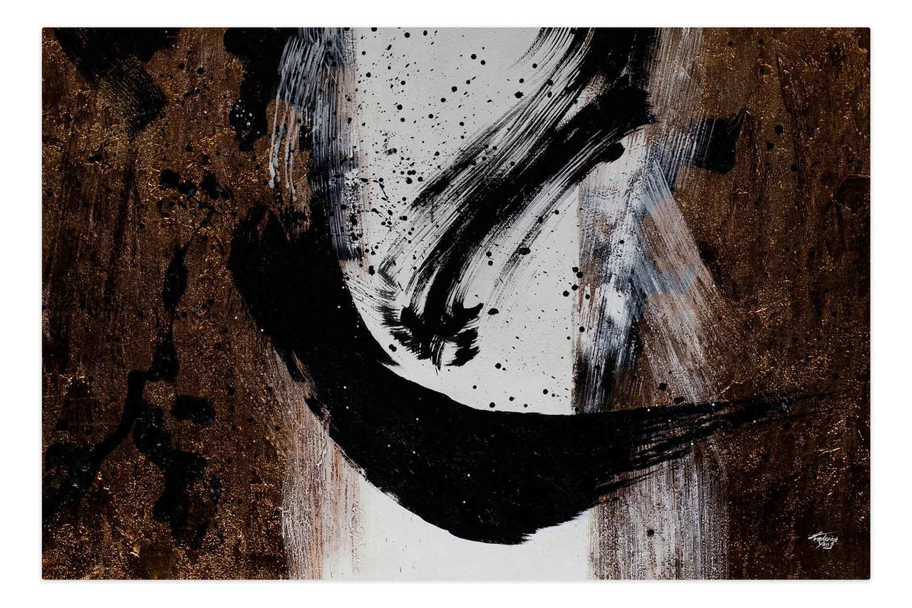 Olieverf schilderijen 'Primeval Treasure' | Handgeschilderd unicum 180x120cm komt in de ruimte goed tot zijn recht.