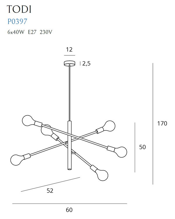 Suspension luminaire 'Todi 1'