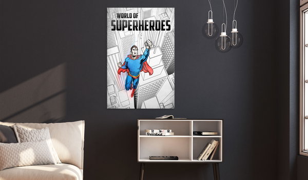 Kunstdruck auf Leinwand 'World of Superheroes Vertical'