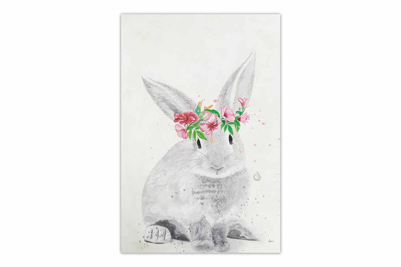 XXL Olieverf schilderijen 'Miss Rabbit' | Handgeschilderd unicum in de ruimte.