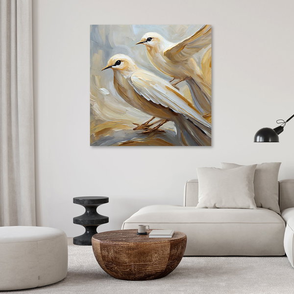 Kunstdruck auf Leinwand 'Pair of Ivory Doves'