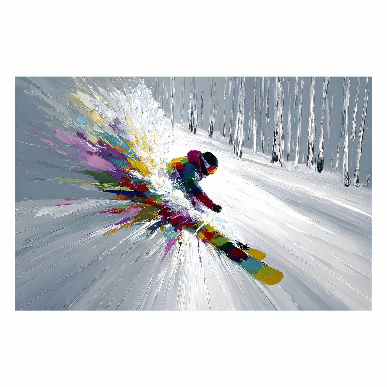 Handgeschilderd schilderij 'Powder Burst' | incl. certificaat van echtheid komt in de ruimte goed tot zijn recht.