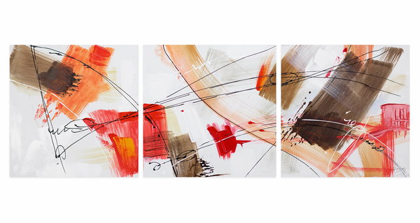 Acryl Gemälde 'Triple in Red' 150x50cm