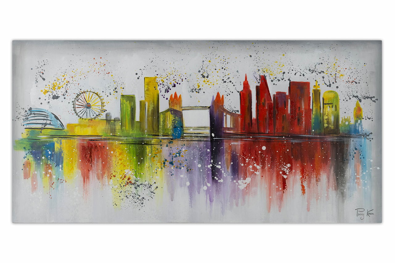Handgeschilderd schilderij 'Flavour of London' 120x60cm | incl. certificaat van echtheid in de ruimte.