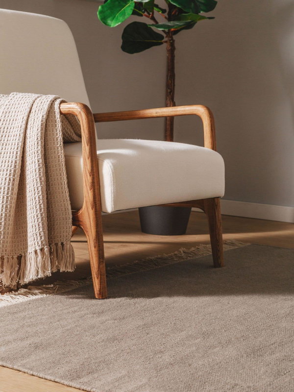 Design Wollteppich Liv Hellgrau