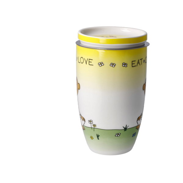 Goebel Teetasse mit Sieb und Deckel 'Eat Chill Love'