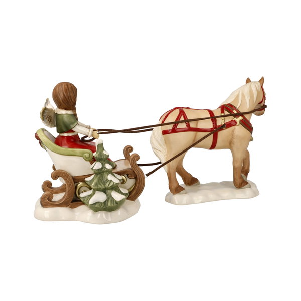 Figurine porcelaine 'Winter Sleigh Ride' de Goebel 13x17x37,5cm