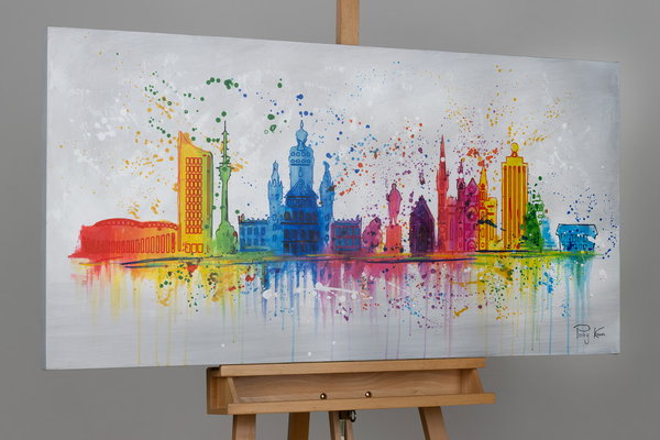 Χειροποίητη ζωγραφική 'Leipzig Silhouette' 120x60cm | με πιστοποιητικό γνησιότητας