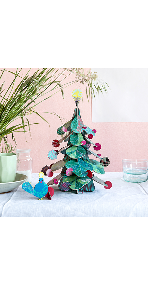 Papierskulptur 'Baum- &amp; Vogel-Set'