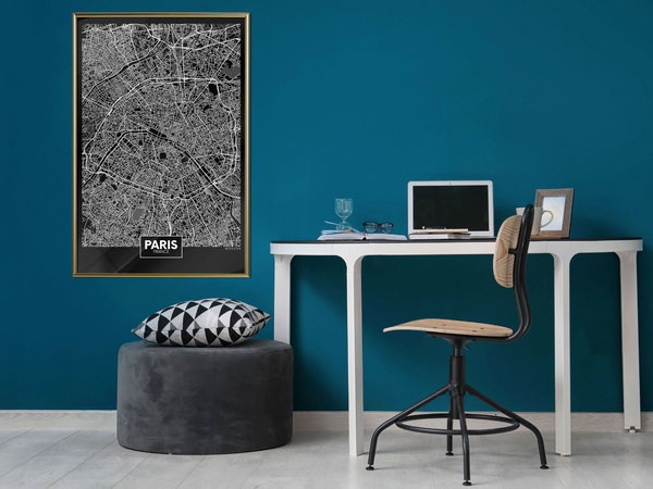 Poster 'City Map: Paris (Dark)'