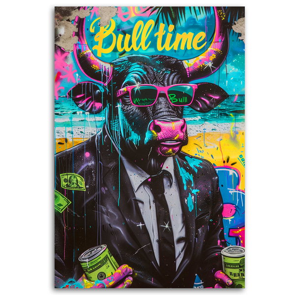 Kunstdruck auf Leinwand 'Bull Time'