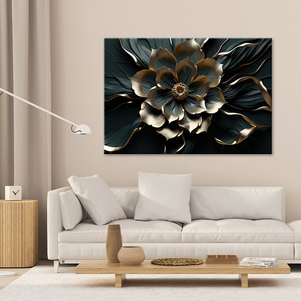 Kunstdruck auf Leinwand 'Metallic Petal Abstract Flower'