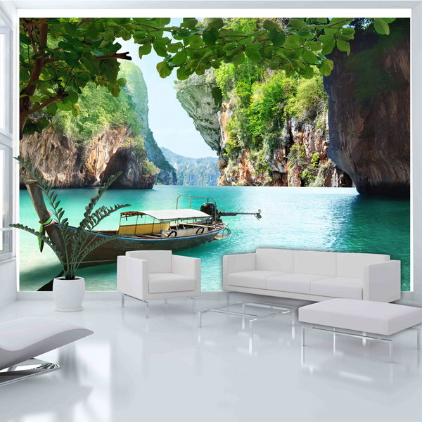 Selbstklebende Tapete 'Paradise Boat Trip'