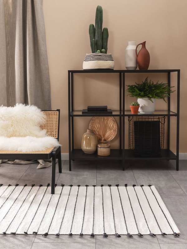Design Baumwollteppich Bo Beige