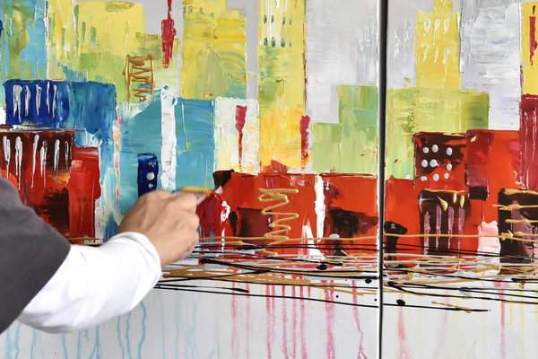 Acryl Gemälde 'City of Lights' 120x60cm