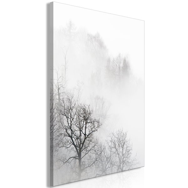 Kunstdruk op canvas 'Trees In The Fog Vertical'
