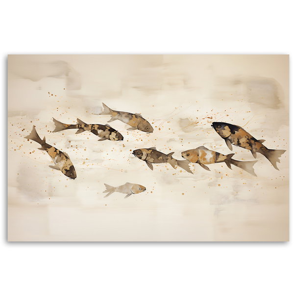 Kunstdruck auf Leinwand 'Koi Fish in Tranquil Water'