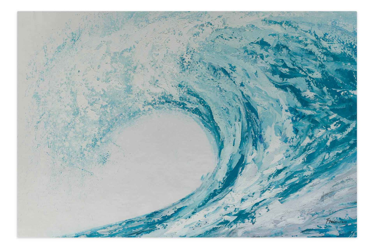 Olieverf schilderijen 'Covering with a Wave' | Handgeschilderd unicum 180x120cm komt in de ruimte goed tot zijn recht.