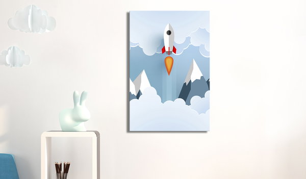 Kunstdruck auf Leinwand 'Rocket in the Clouds Vertical'