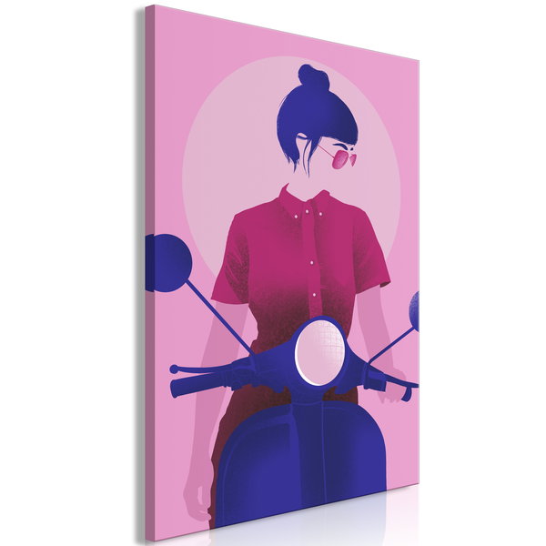 Umjetnički print na platnu 'Girl on Scooter Vertical'