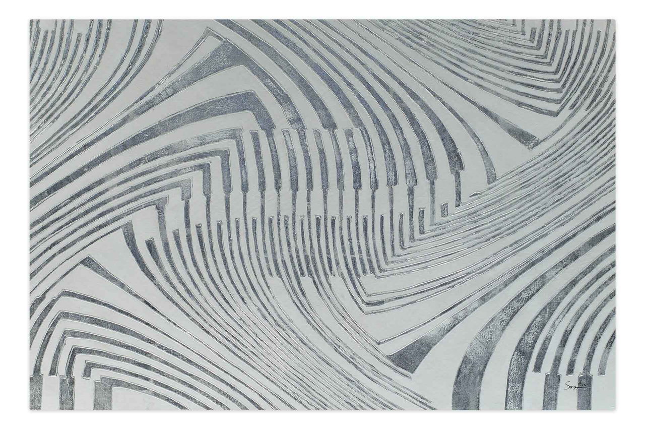 Olieverf schilderijen 'Patterns of Frost' | Handgeschilderd unicum 180x120cm komt in de ruimte goed tot zijn recht.