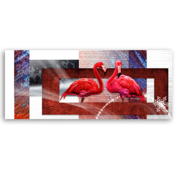 Kunstdruck auf Leinwand 'Flamingo in Scarlet Frames'