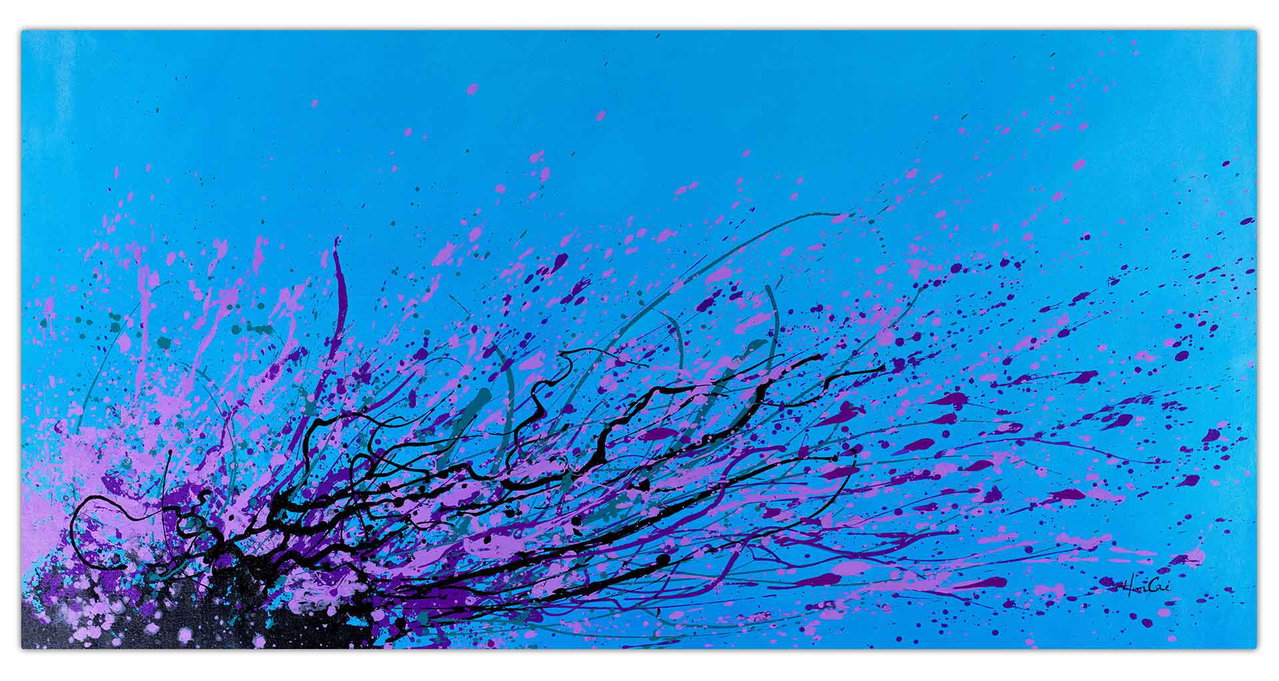 XXL Olieverf schilderijen 'Purple Sensation' | Handgeschilderd unicum in de ruimte.