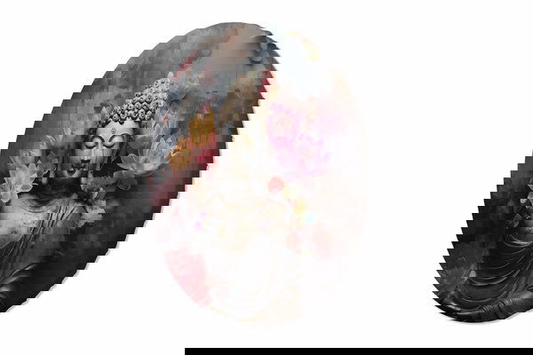 Tableau rond 'Golden Meadow'